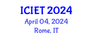International Conference on Industrial Engineering and Technology (ICIET) April 04, 2024 - Rome, Italy