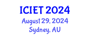 International Conference on Industrial Engineering and Technology (ICIET) August 29, 2024 - Sydney, Australia