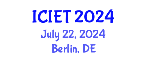 International Conference on Industrial Engineering and Technology (ICIET) July 22, 2024 - Berlin, Germany