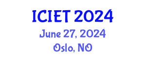 International Conference on Industrial Engineering and Technology (ICIET) June 27, 2024 - Oslo, Norway