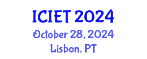 International Conference on Industrial Engineering and Technology (ICIET) October 28, 2024 - Lisbon, Portugal