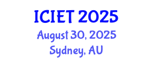 International Conference on Industrial Engineering and Technology (ICIET) August 30, 2025 - Sydney, Australia