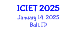 International Conference on Industrial Engineering and Technology (ICIET) January 14, 2025 - Bali, Indonesia