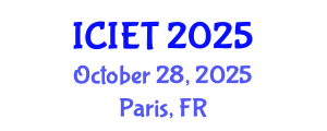 International Conference on Industrial Engineering and Technology (ICIET) October 28, 2025 - Paris, France