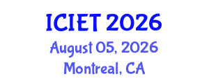 International Conference on Industrial Engineering and Technology (ICIET) August 05, 2026 - Montreal, Canada