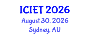 International Conference on Industrial Engineering and Technology (ICIET) August 30, 2026 - Sydney, Australia