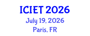 International Conference on Industrial Engineering and Technology (ICIET) July 19, 2026 - Paris, France