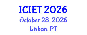 International Conference on Industrial Engineering and Technology (ICIET) October 28, 2026 - Lisbon, Portugal