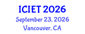 International Conference on Industrial Engineering and Technology (ICIET) September 23, 2026 - Vancouver, Canada