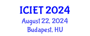International Conference on Information Engineering and Technology (ICIET) August 22, 2024 - Budapest, Hungary