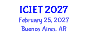 International Conference on Information Engineering and Technology (ICIET) February 25, 2027 - Buenos Aires, Argentina International Conference on Information Engineering and Technology (ICIET) February 25, 2027 - Buenos Aires, Argentina