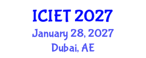International Conference on Innovation and Educational Transformation (ICIET) January 28, 2027 - Dubai, United Arab Emirates International Conference on Innovation and Educational Transformation (ICIET) January 28, 2027 - Dubai, United Arab Emirates