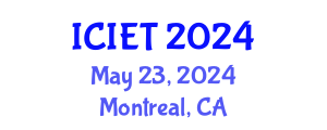 International Conference on Innovations in Engineering and Technology (ICIET) May 23, 2024 - Montreal, Canada