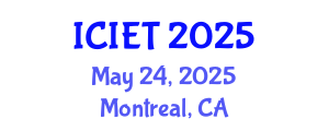 International Conference on Innovations in Engineering and Technology (ICIET) May 24, 2025 - Montreal, Canada
