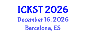 International Conference on Knowledge and Smart Technology (ICKST) December 16, 2026 - Barcelona, Spain International Conference on Knowledge and Smart Technology (ICKST) December 16, 2026 - Barcelona, Spain