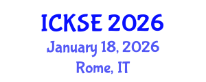 International Conference on Knowledge and Software Engineering (ICKSE) January 18, 2026 - Rome, Italy