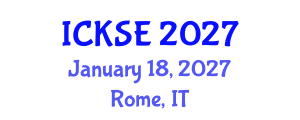 International Conference on Knowledge and Software Engineering (ICKSE) January 18, 2027 - Rome, Italy International Conference on Knowledge and Software Engineering (ICKSE) January 18, 2027 - Rome, Italy