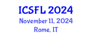 International Conference on Languages and Systemic Functional Linguistics (ICSFL) November 11, 2024 - Rome, Italy