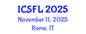 International Conference on Languages and Systemic Functional Linguistics (ICSFL) November 11, 2025 - Rome, Italy
