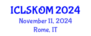 International Conference on Library Science, Knowledge Organization and Management (ICLSKOM) November 11, 2024 - Rome, Italy