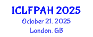 International Conference on Livestock Farming, Poultry and Animal Husbandry (ICLFPAH) October 21, 2025 - London, United Kingdom