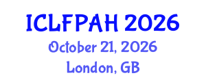 International Conference on Livestock Farming, Poultry and Animal Husbandry (ICLFPAH) October 21, 2026 - London, United Kingdom