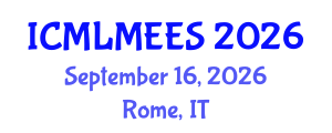 International Conference on Machine Learning Methods in Ecological and Environmental Sciences (ICMLMEES) September 16, 2026 - Rome, Italy