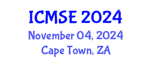 International Conference on Management and Systems Engineering (ICMSE) November 04, 2024 - Cape Town, South Africa