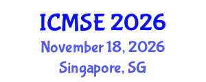 International Conference on Management and Systems Engineering (ICMSE) November 18, 2026 - Singapore, Singapore