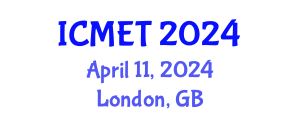 International Conference on Manufacturing Engineering and Technology (ICMET) April 11, 2024 - London, United Kingdom