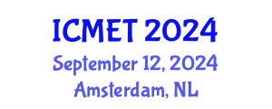 International Conference on Manufacturing Engineering and Technology (ICMET) September 12, 2024 - Amsterdam, Netherlands