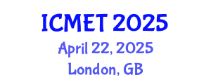 International Conference on Manufacturing Engineering and Technology (ICMET) April 22, 2025 - London, United Kingdom