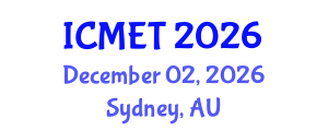 International Conference on Manufacturing Engineering and Technology (ICMET) December 02, 2026 - Sydney, Australia International Conference on Manufacturing Engineering and Technology (ICMET) December 02, 2026 - Sydney, Australia