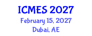 International Conference on Marine and Environmental Systems (ICMES) February 15, 2027 - Dubai, United Arab Emirates International Conference on Marine and Environmental Systems (ICMES) February 15, 2027 - Dubai, United Arab Emirates