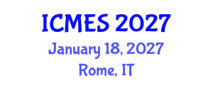 International Conference on Marine and Environmental Systems (ICMES) January 18, 2027 - Rome, Italy International Conference on Marine and Environmental Systems (ICMES) January 18, 2027 - Rome, Italy