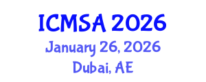 International Conference on Marine Science and Aquaculture (ICMSA) January 26, 2026 - Dubai, United Arab Emirates