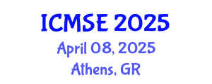 International Conference on Marine Science and Engineering (ICMSE) April 08, 2025 - Athens, Greece