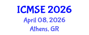 International Conference on Marine Science and Engineering (ICMSE) April 08, 2026 - Athens, Greece