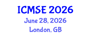 International Conference on Marine Science and Engineering (ICMSE) June 28, 2026 - London, United Kingdom