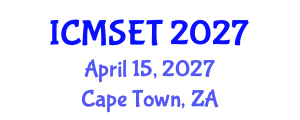 International Conference on Material Science and Engineering Technology (ICMSET) April 15, 2027 - Cape Town, South Africa International Conference on Material Science and Engineering Technology (ICMSET) April 15, 2027 - Cape Town, South Africa