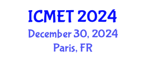 International Conference on Materials Engineering and Technology (ICMET) December 30, 2024 - Paris, France