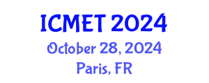International Conference on Materials Engineering and Technology (ICMET) October 28, 2024 - Paris, France