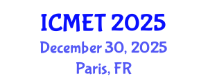 International Conference on Materials Engineering and Technology (ICMET) December 30, 2025 - Paris, France