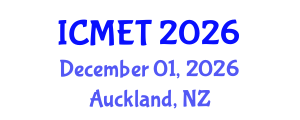 International Conference on Materials Engineering and Technology (ICMET) December 01, 2026 - Auckland, New Zealand International Conference on Materials Engineering and Technology (ICMET) December 01, 2026 - Auckland, New Zealand