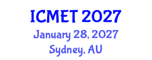 International Conference on Materials Engineering and Technology (ICMET) January 28, 2027 - Sydney, Australia International Conference on Materials Engineering and Technology (ICMET) January 28, 2027 - Sydney, Australia