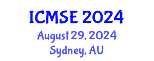 International Conference on Materials Science and Engineering (ICMSE) August 29, 2024 - Sydney, Australia