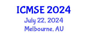 International Conference on Materials Science and Engineering (ICMSE) July 22, 2024 - Melbourne, Australia