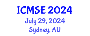 International Conference on Materials Science and Engineering (ICMSE) July 29, 2024 - Sydney, Australia
