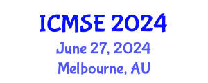 International Conference on Materials Science and Engineering (ICMSE) June 27, 2024 - Melbourne, Australia