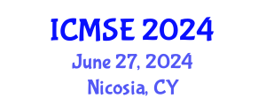 International Conference on Materials Science and Engineering (ICMSE) June 27, 2024 - Nicosia, Cyprus